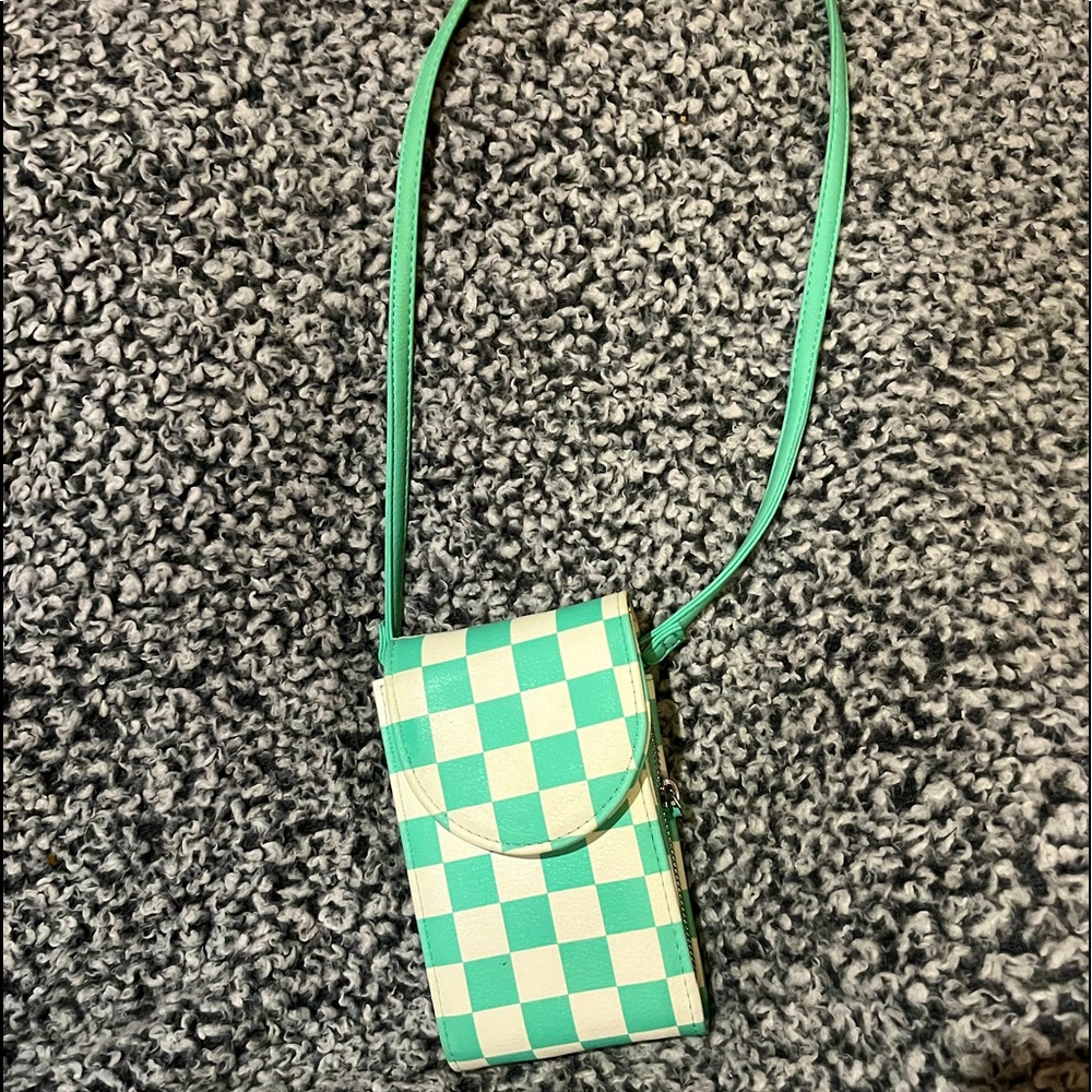 SEA GREEN CHECKERED CROSSBODY 🌼☀️